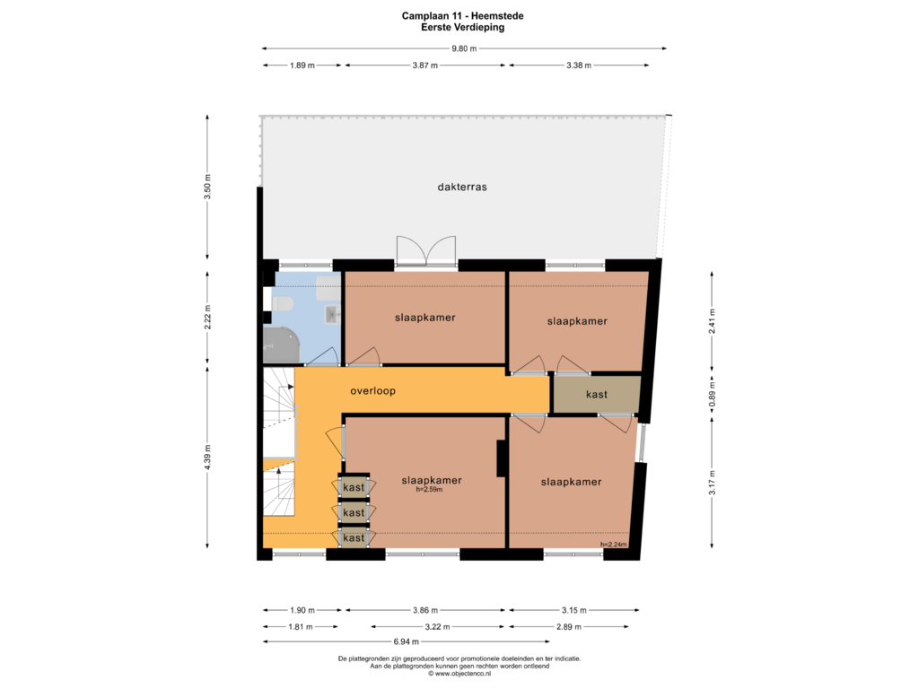 Bekijk plattegrond van EERSTE VERDIEPING van Camplaan 11