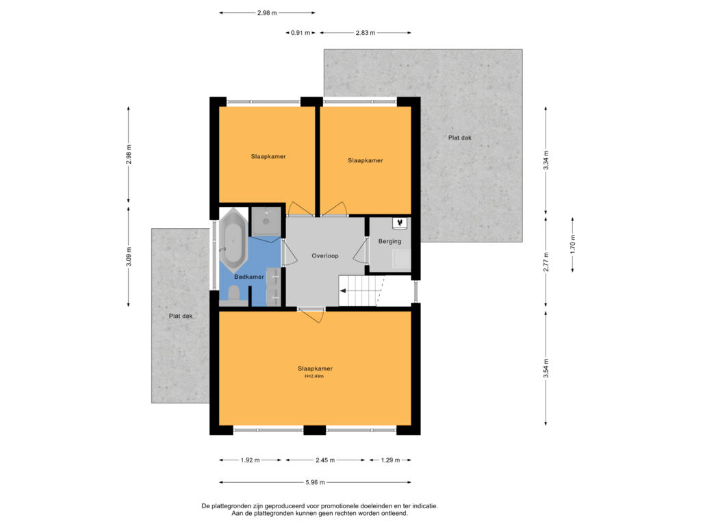 Bekijk plattegrond van 1e verdieping van Klompstraat 3