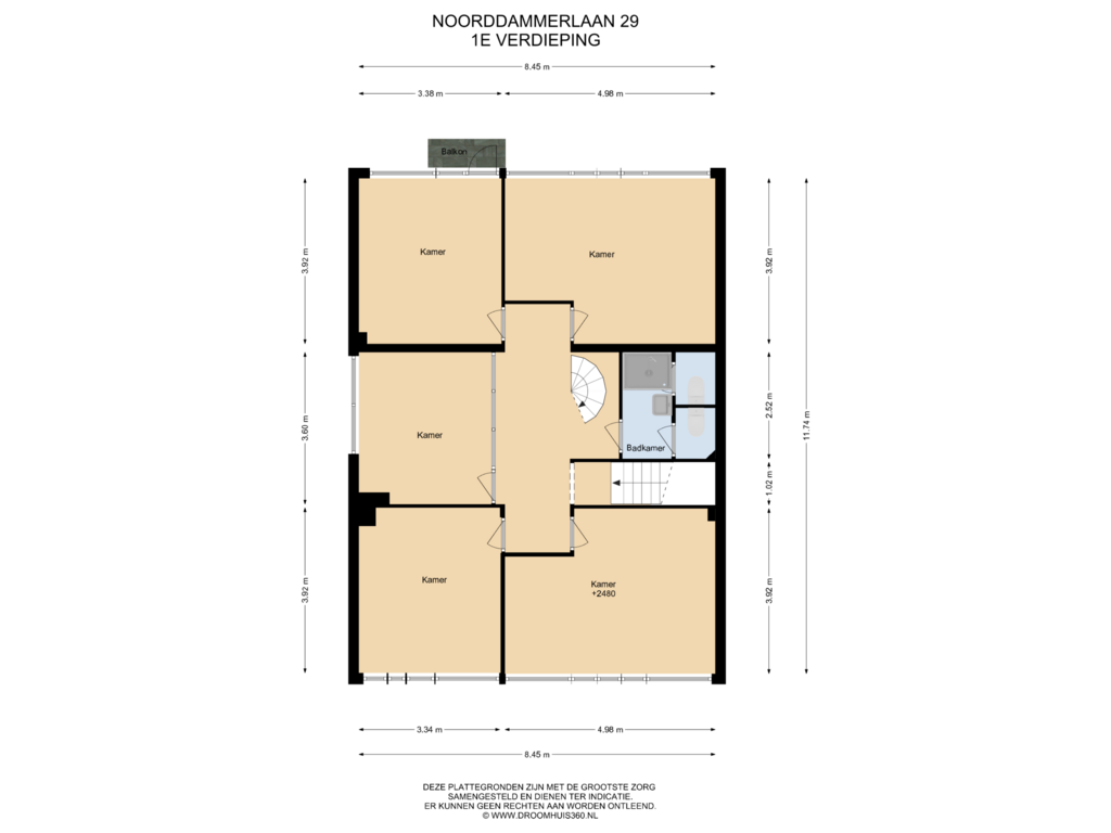 View floorplan of 1E Verdieping of Noorddammerlaan 29