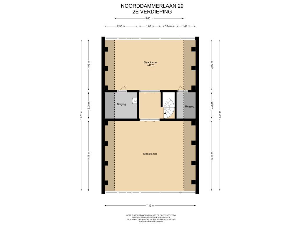 View floorplan of 2E Verdieping of Noorddammerlaan 29