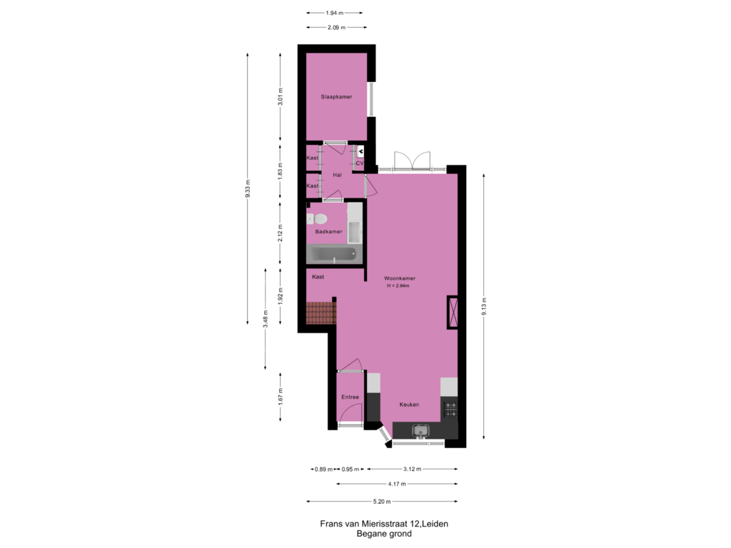 View floorplan of Begane grond of Frans van Mierisstraat 12