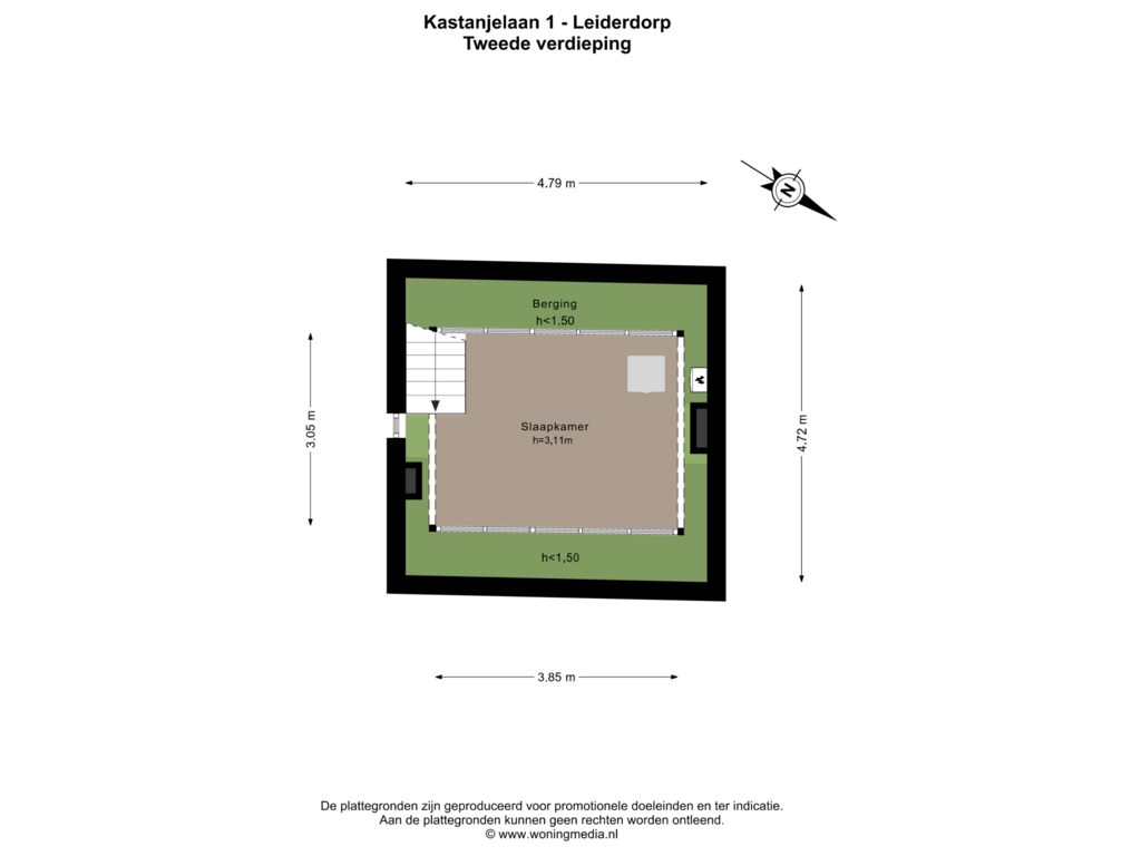 Bekijk plattegrond van 2e_verd van Kastanjelaan 1