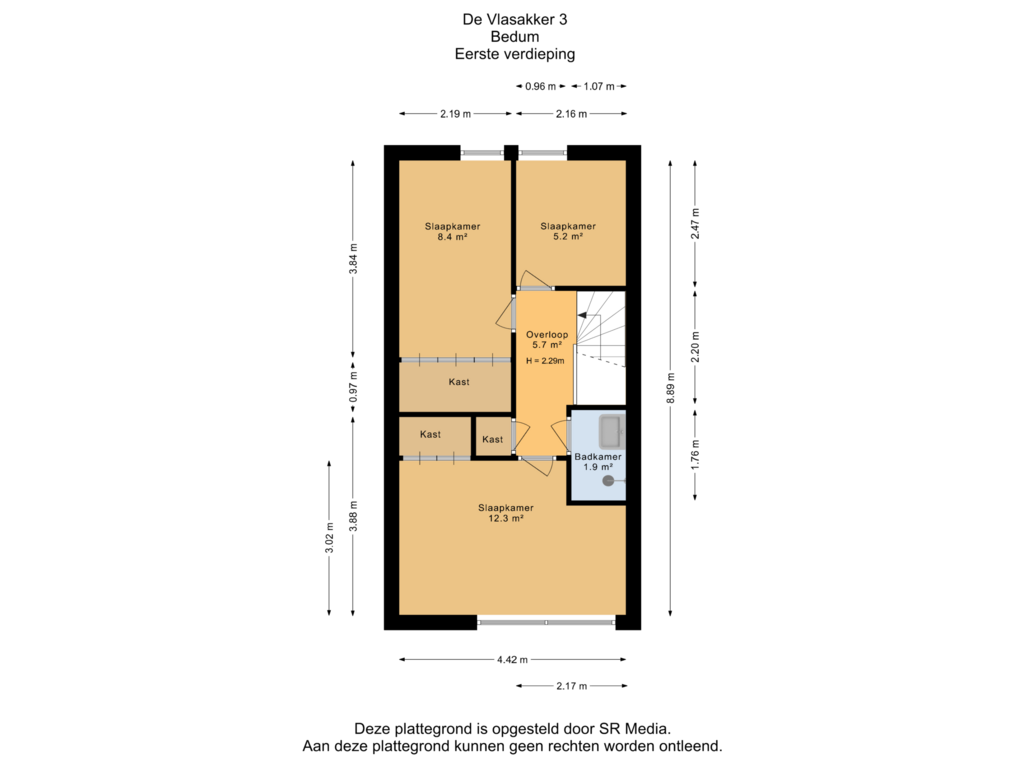 Bekijk plattegrond van Eerste verdieping van De Vlasakker 32