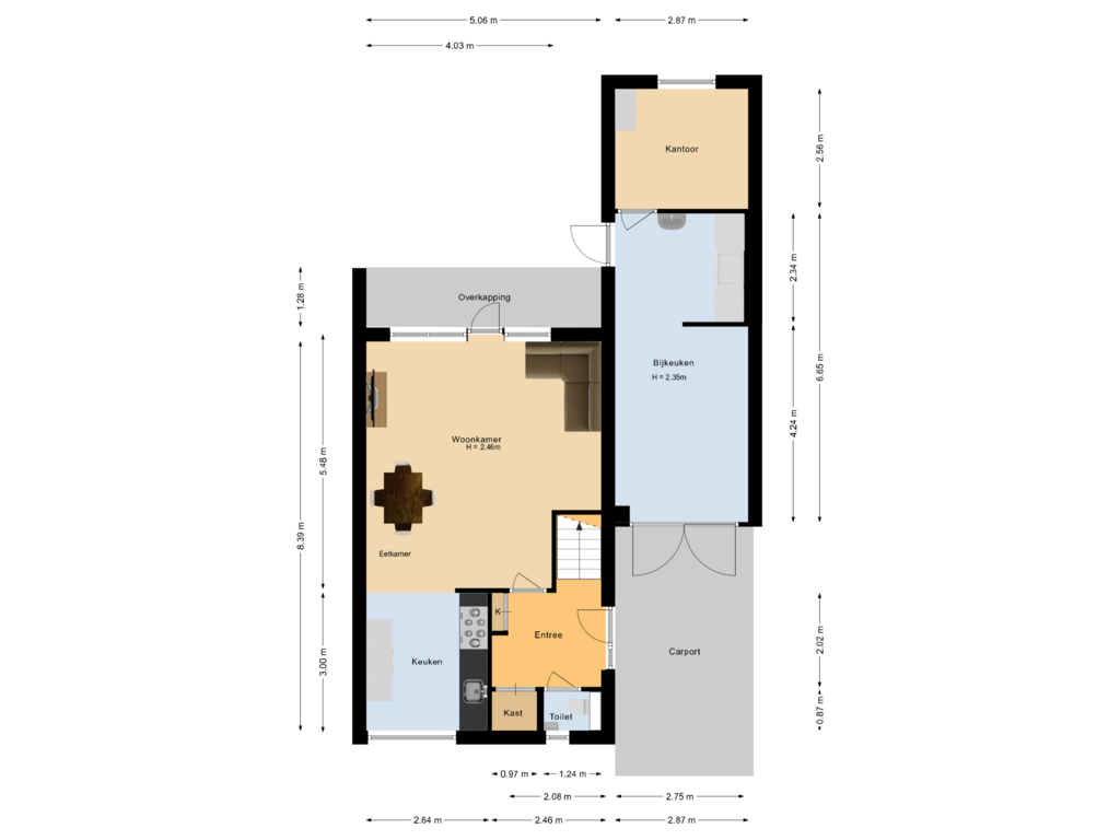 Bekijk plattegrond van Begane grond van Hoge Zandsestraat 23