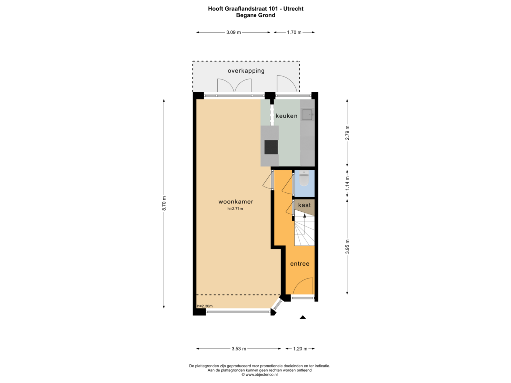 Bekijk plattegrond van BEGANE GROND van Hooft Graaflandstraat 101