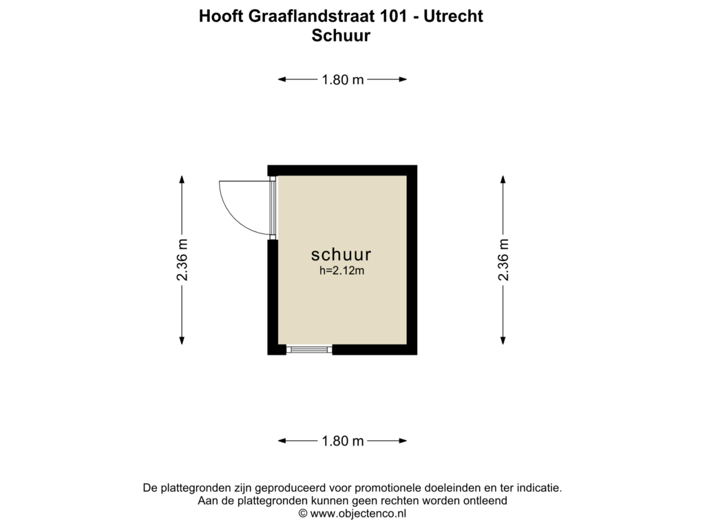 Bekijk plattegrond van SCHUUR van Hooft Graaflandstraat 101