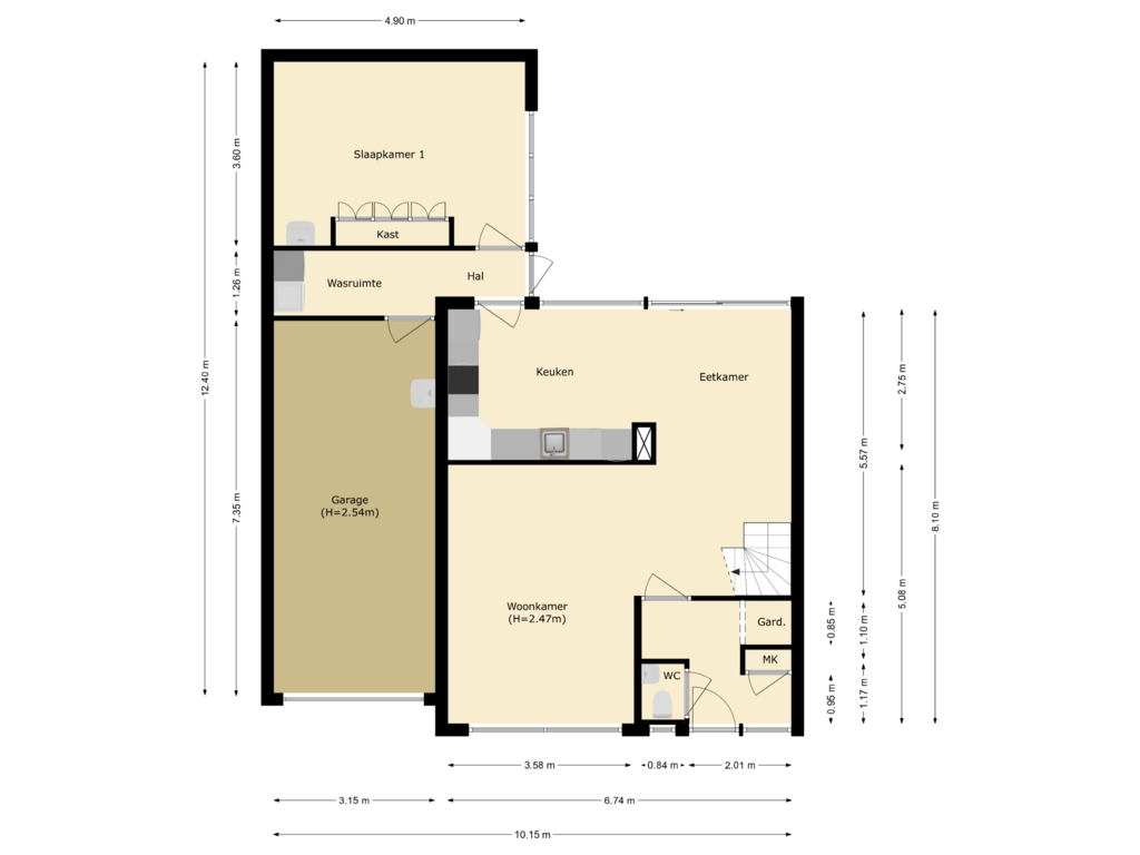 View floorplan of begane grond of Patiostraat 10