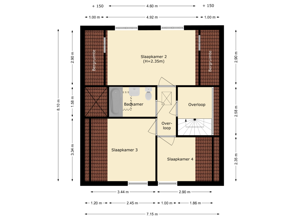 View floorplan of eerste verdieping of Patiostraat 10