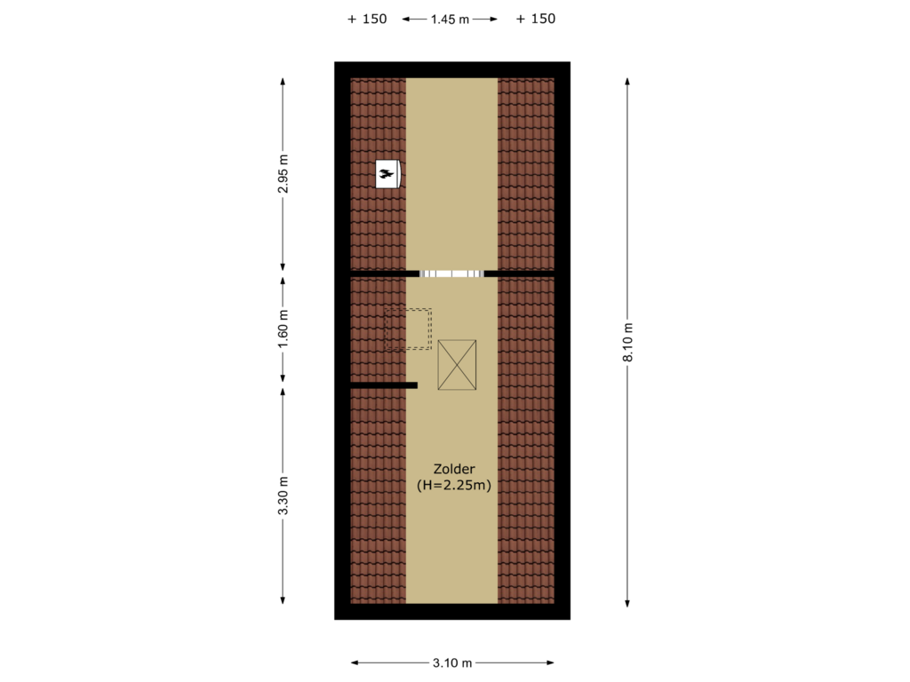 View floorplan of zolder of Patiostraat 10