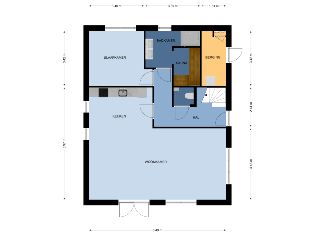 View floorplan of Begane grond of Kalverlandseweg 3-K117