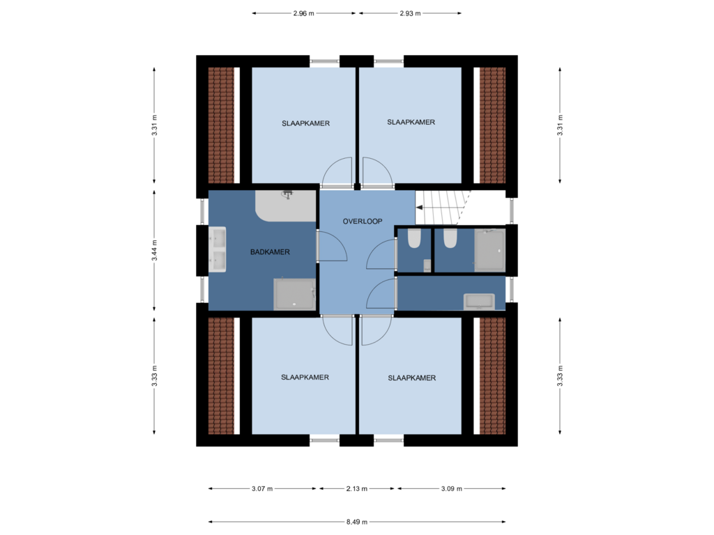 View floorplan of Eerste verdieping of Kalverlandseweg 3-K117