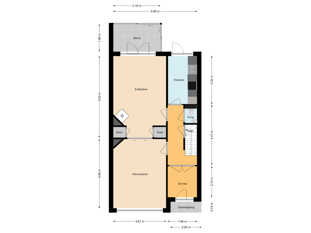 Bekijk plattegrond van Begane grond van Leidseweg 188