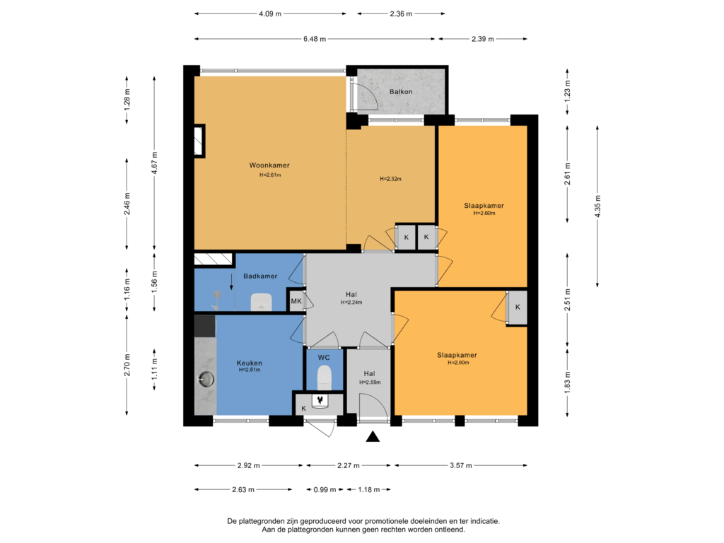 View floorplan of Appartement of Koning Lodewijklaan 530