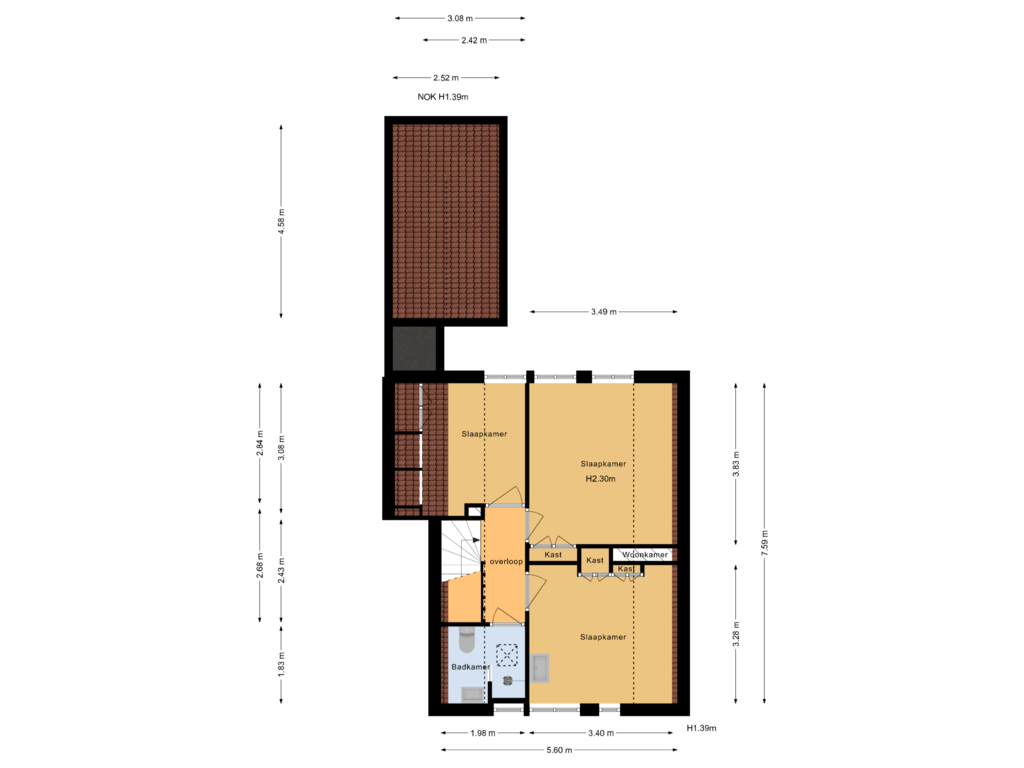 Bekijk plattegrond van Eerste verdieping van Binnenweg 19