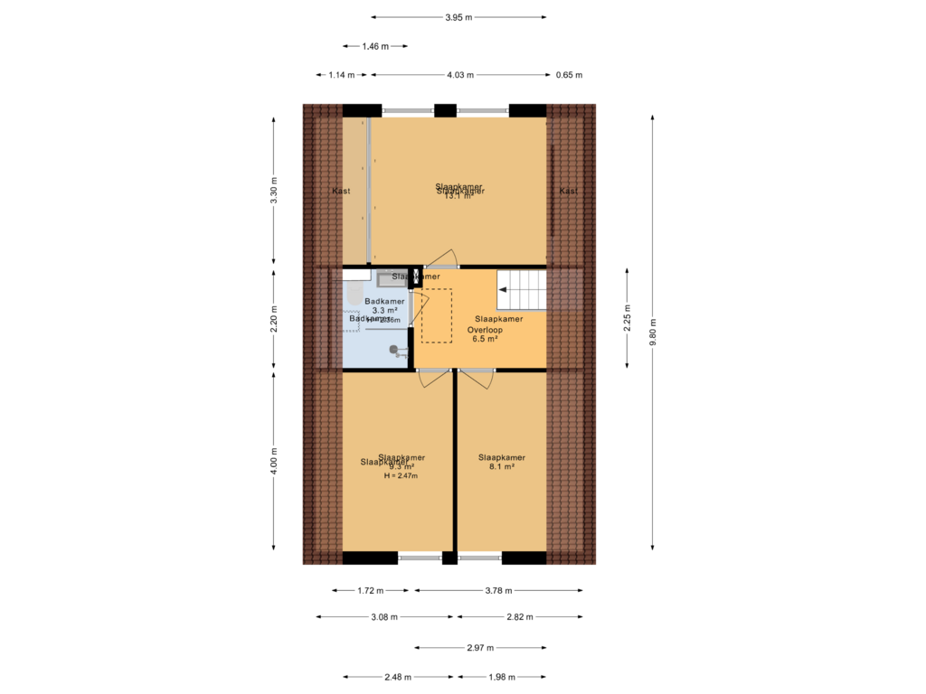 Bekijk plattegrond van 1e verdieping van Aggemastate 93