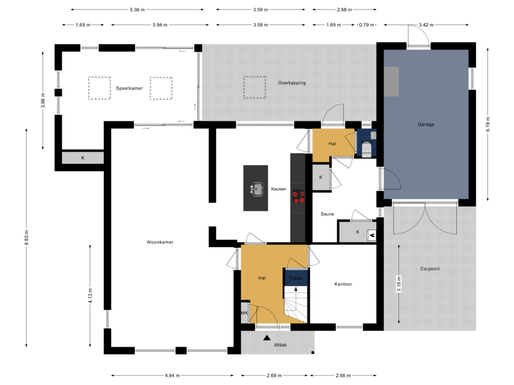 Bekijk plattegrond van Begane Grond van Burgemeester Verheugtstraat 8