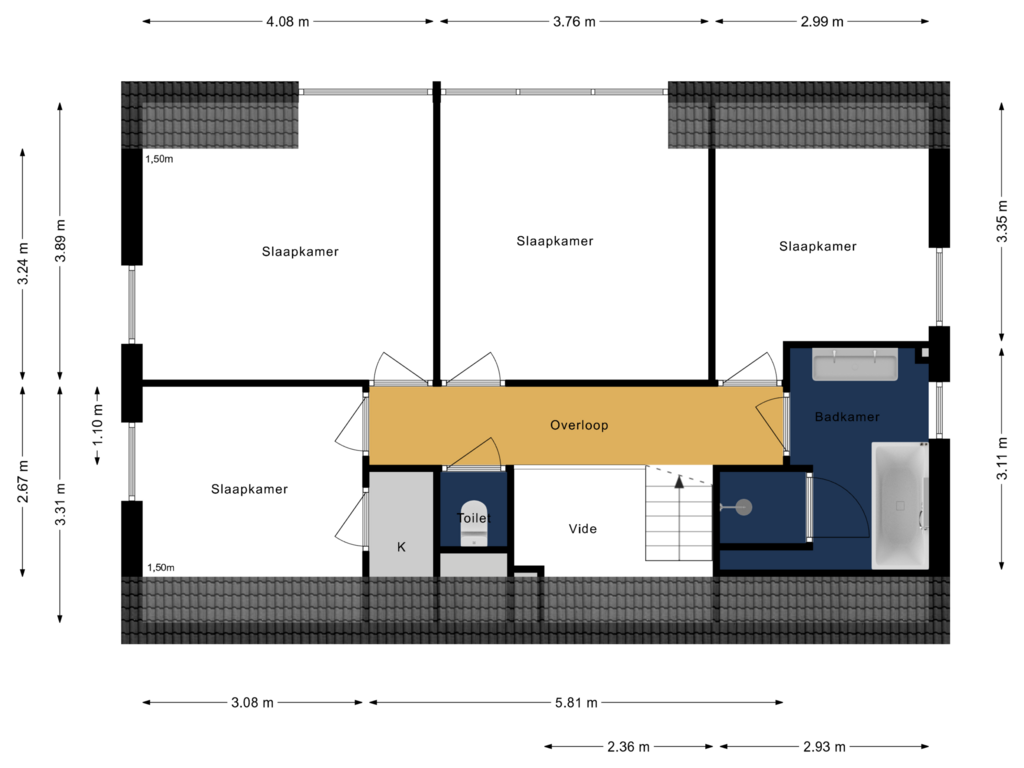 Bekijk plattegrond van 1e Verdieping van Burgemeester Verheugtstraat 8