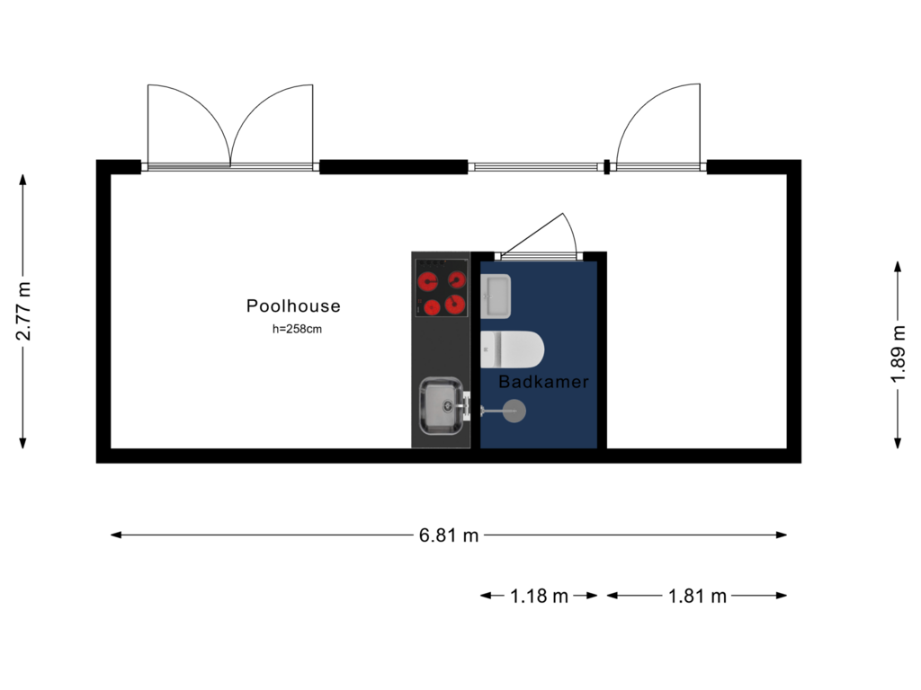 Bekijk plattegrond van Poolhouse van Burgemeester Verheugtstraat 8