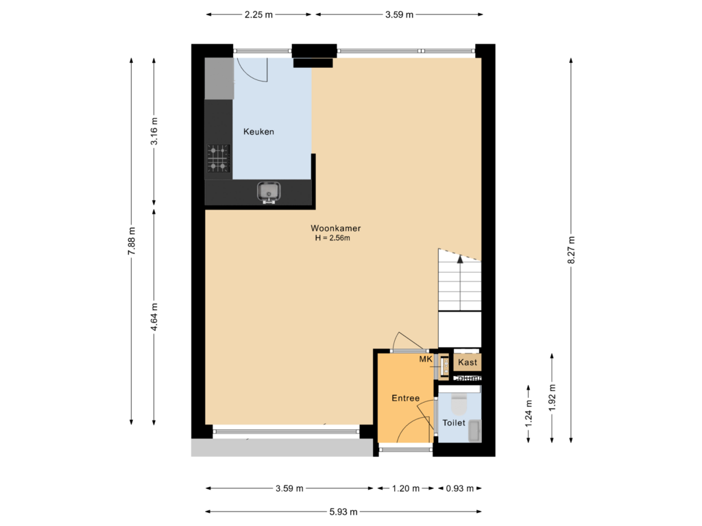 View floorplan of Begane grond of Pijlstaartlaan 8