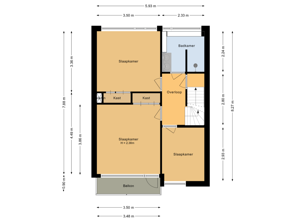 View floorplan of Eerste verdieping of Pijlstaartlaan 8