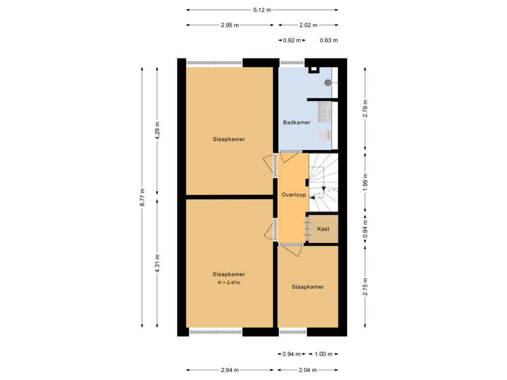 Bekijk plattegrond van Eerste verdieping van Orvelterbrink 79