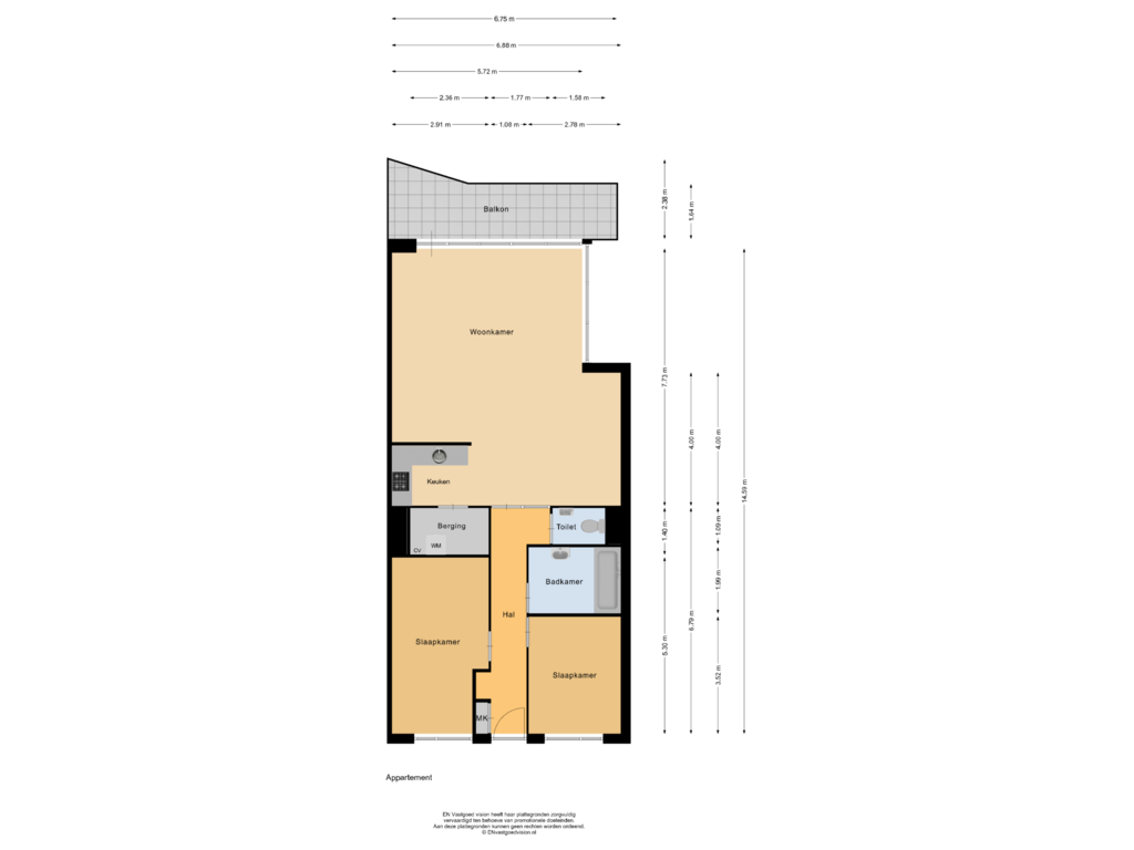 Bekijk plattegrond van Appartement van Kruisweg 981-A