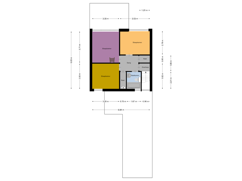 Bekijk plattegrond van Eerste Verdieping van Kleine Immert 7