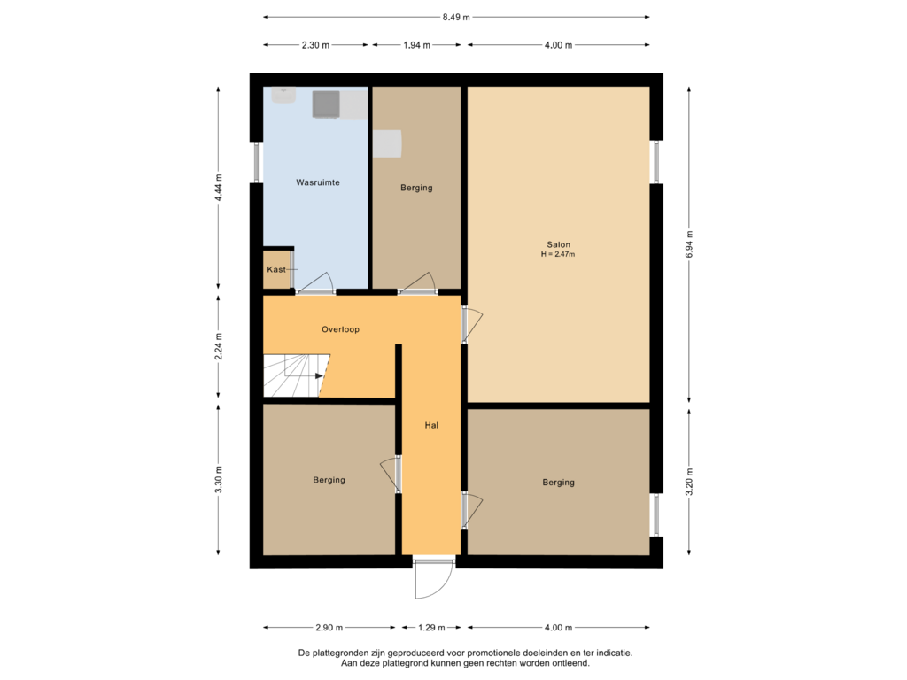 View floorplan of Souterrain of Kanaaldijk-noord 9