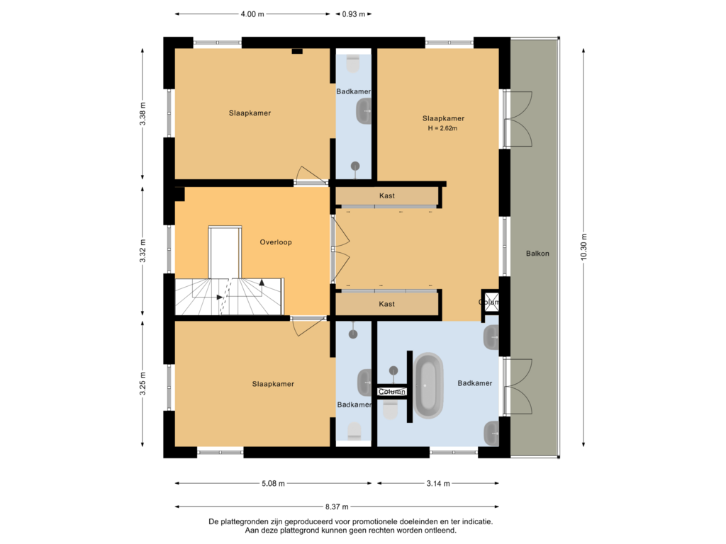 View floorplan of Eerste verdieping of Kanaaldijk-noord 9