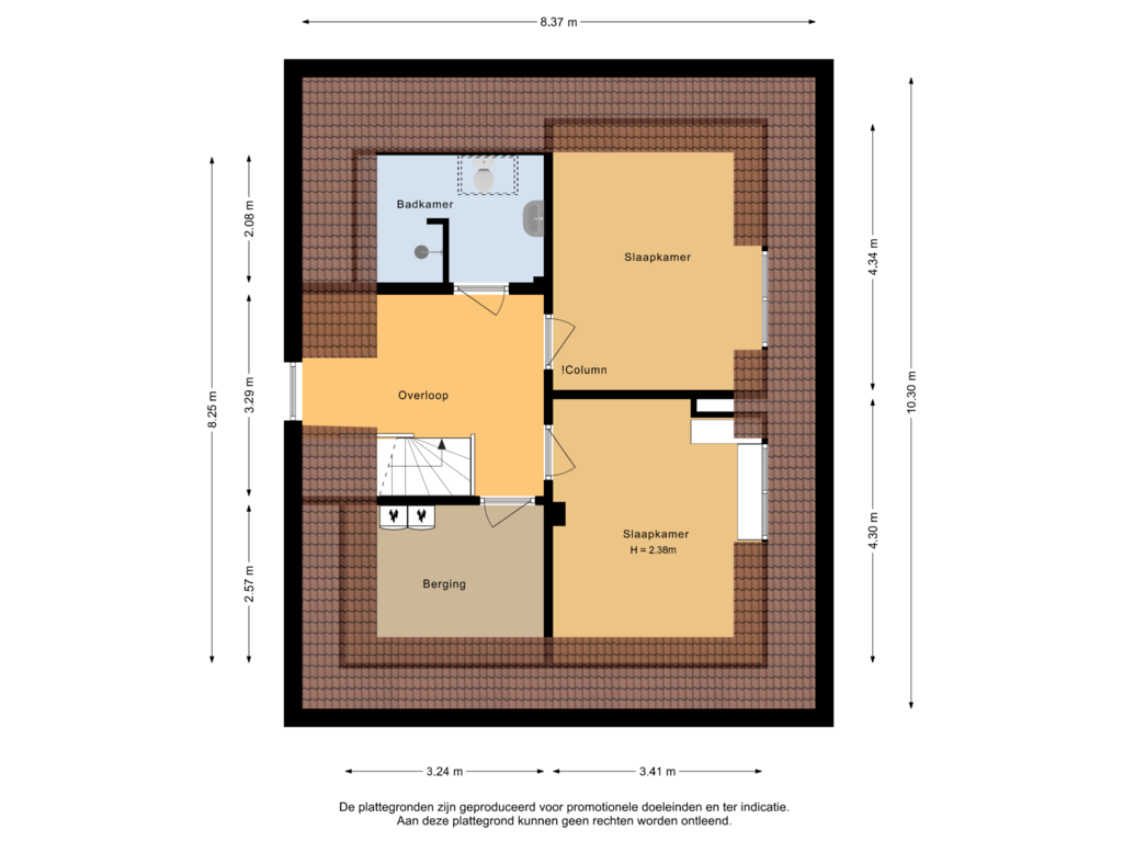 View floorplan of Tweede verdieping of Kanaaldijk-noord 9