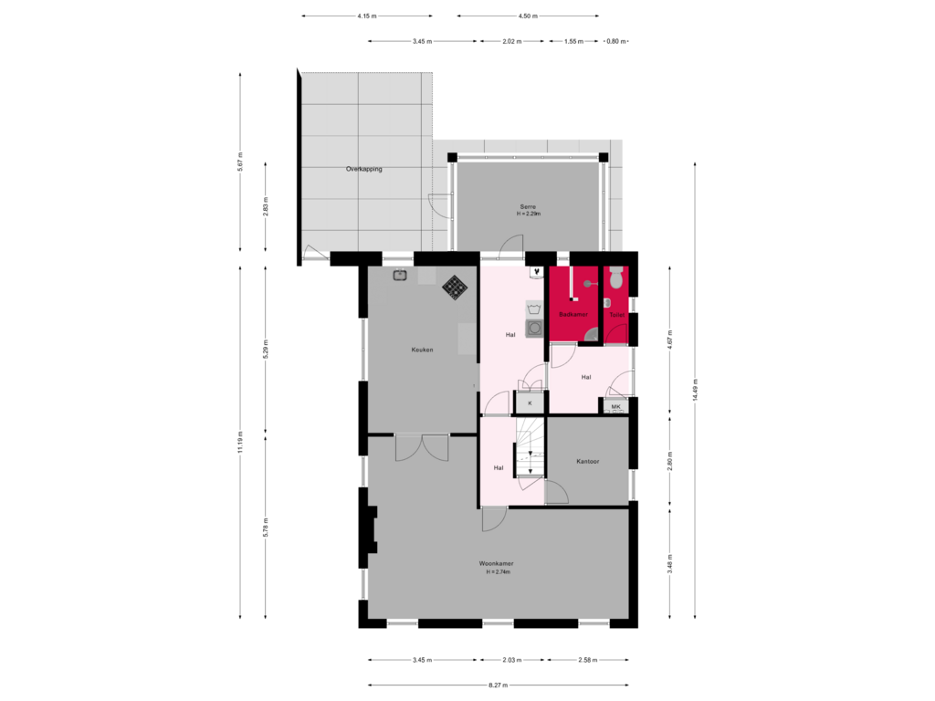 Bekijk plattegrond van Begane grond van Terborgseweg 59