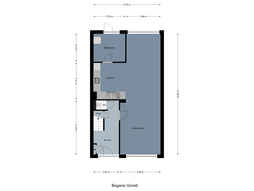 View floorplan of Begane Grond of Johan Jongkindstraat 77