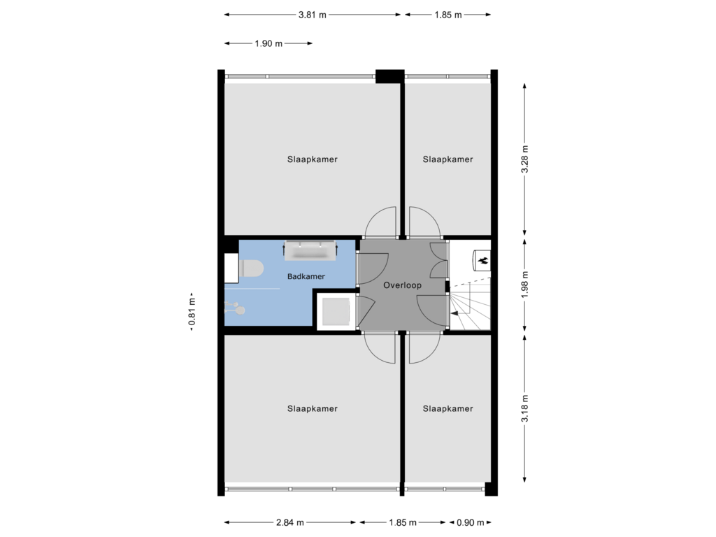 View floorplan of 1e Verdieping of Klaverblad 55