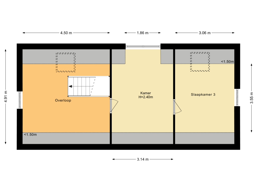 View floorplan of Eerste verdieping of Kruisweg 1191