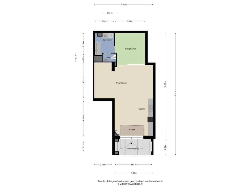 View floorplan of Begane Grond Optional of Rembrandtstraat 44-A