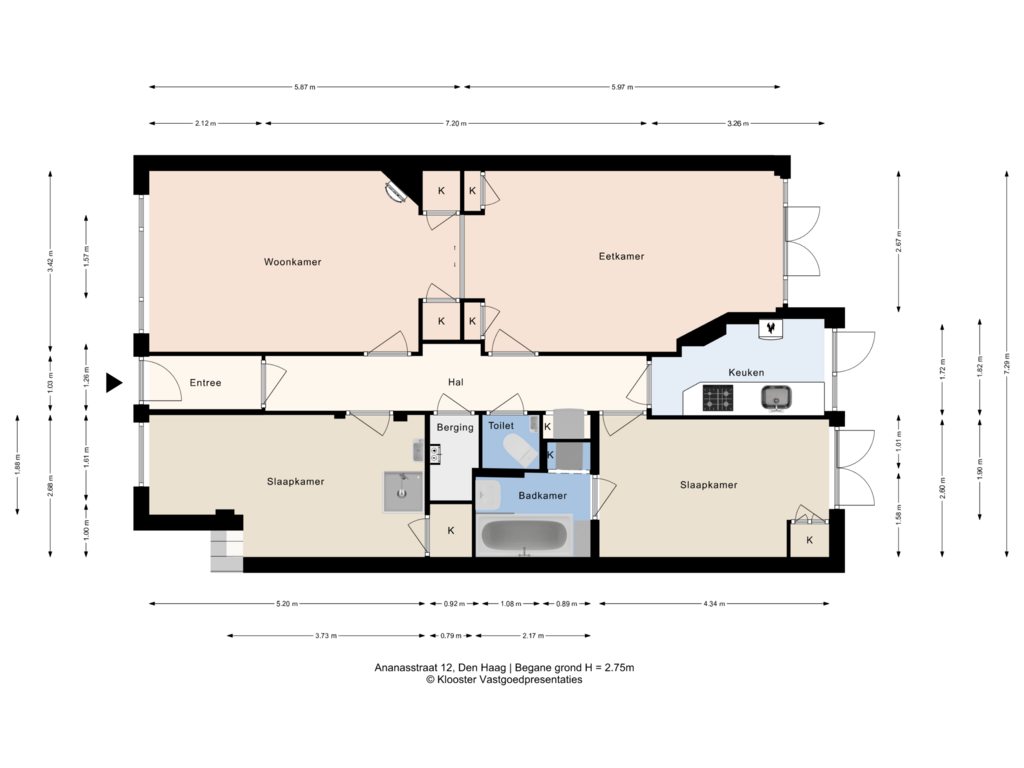 View floorplan of Begane grond of Ananasstraat 12