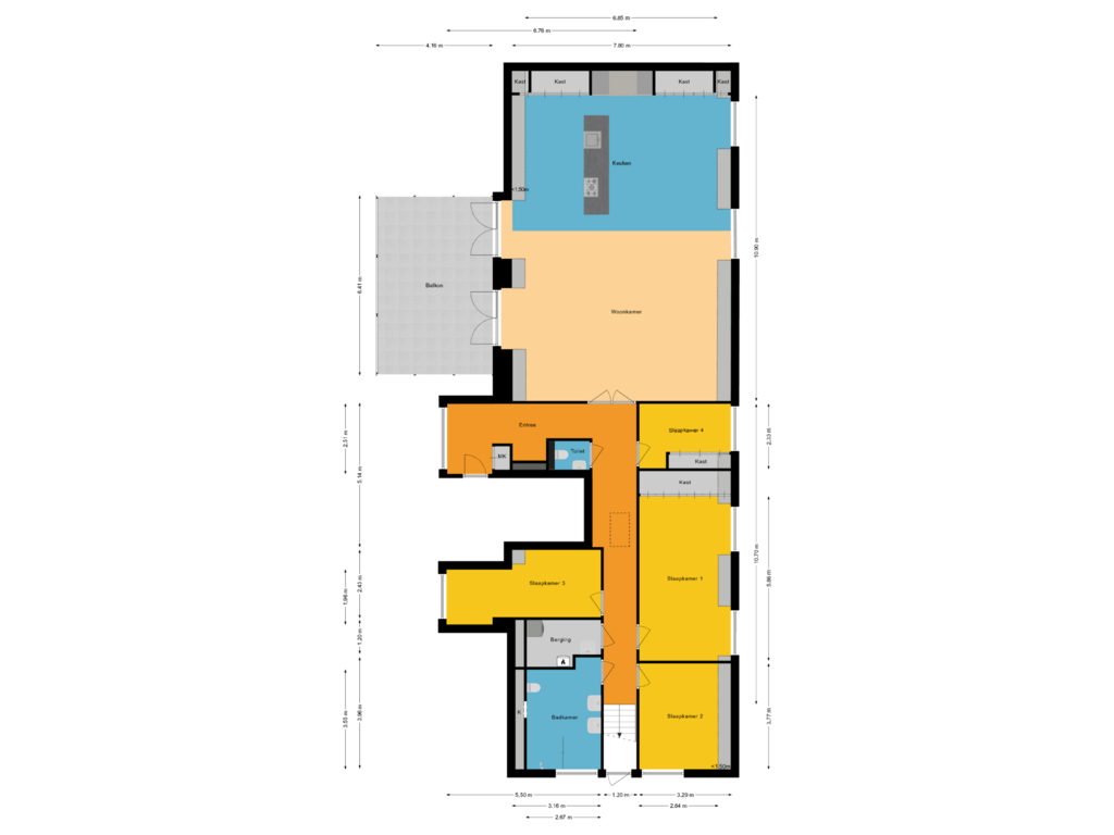 View floorplan of Appartement of Kardinaal van Rossumstraat 96