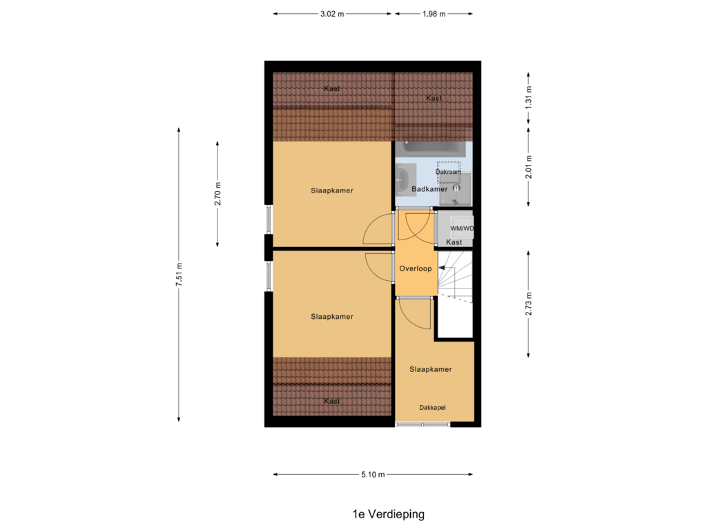 View floorplan of 1e Verdieping of Binnendijk 2-043