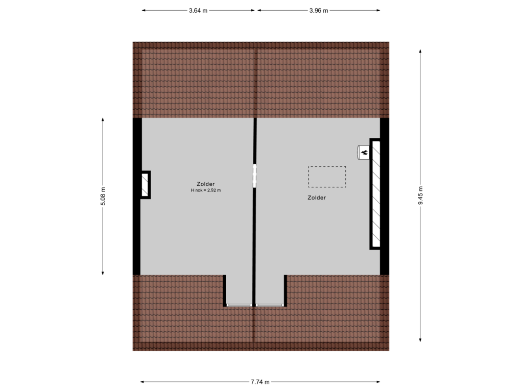 View floorplan of 2e verdieping of Hofcampweg 15