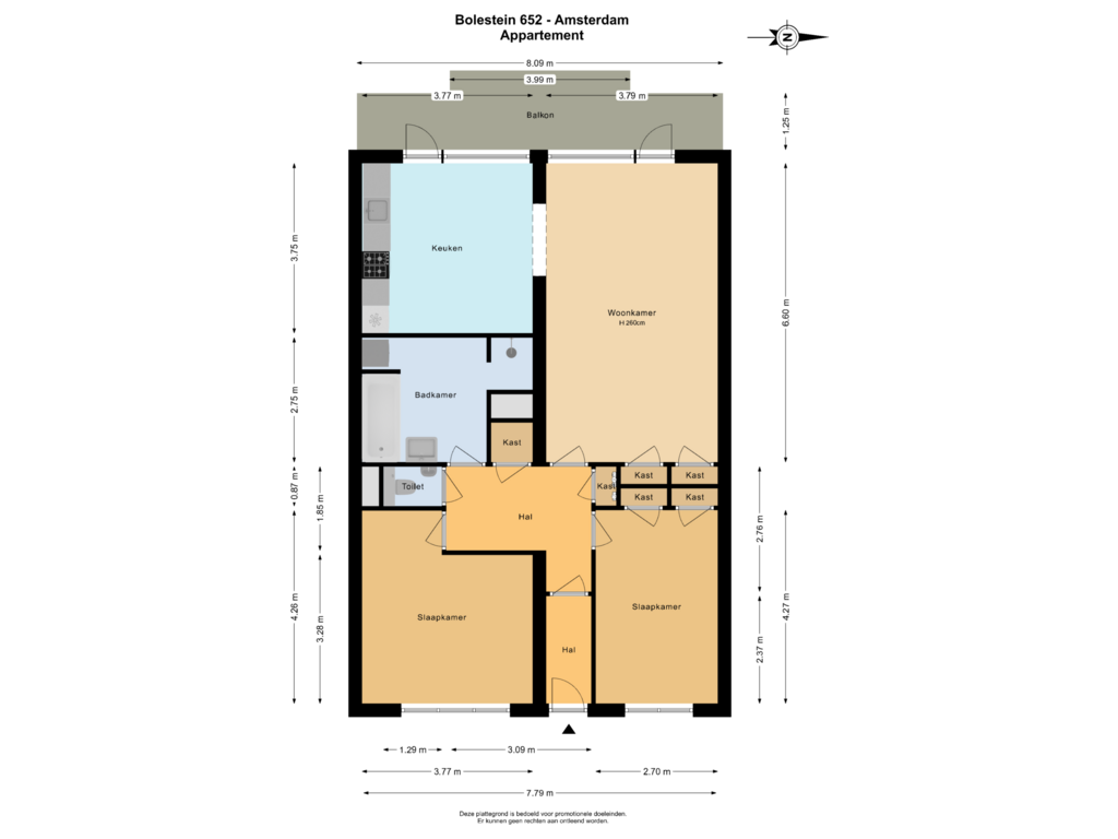 Bekijk plattegrond van Appartement van Bolestein 652