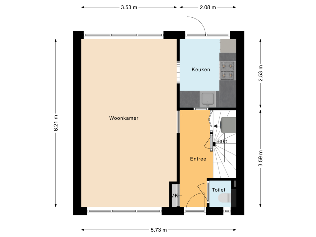 View floorplan of Begane grond of Aalbrecht van Beijerenstraat 57