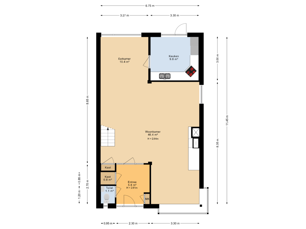 Bekijk plattegrond van Begane ground van Jan de Wittstraat 15