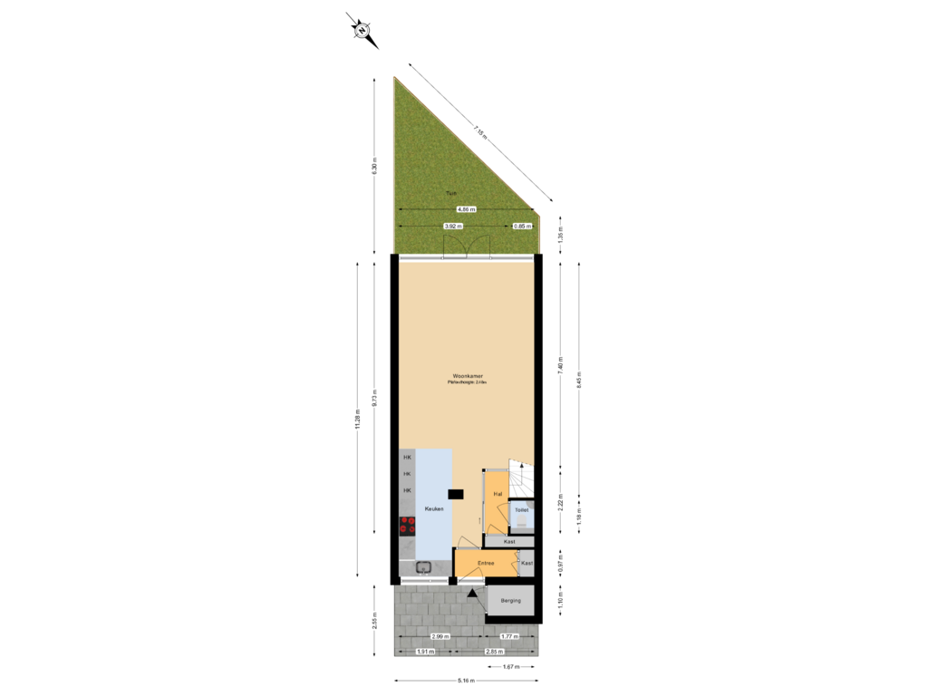 Bekijk plattegrond van Begane grond tuin van Stadsmolen 161