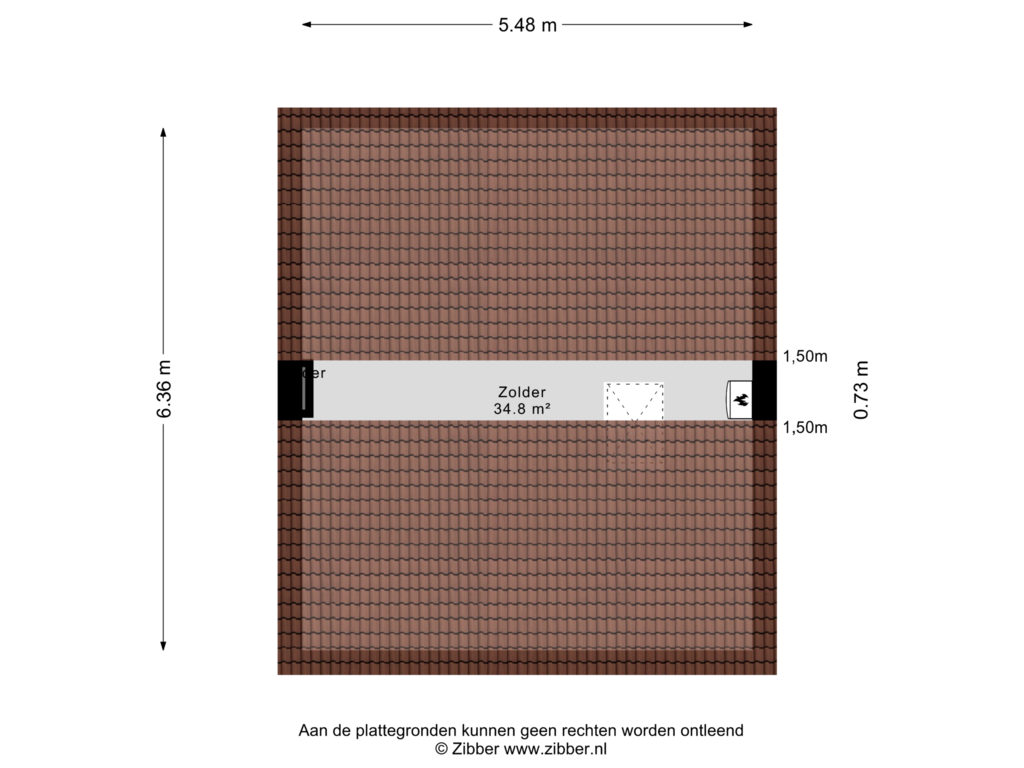 Bekijk plattegrond van Zolder van Paulus Potterstraat 21