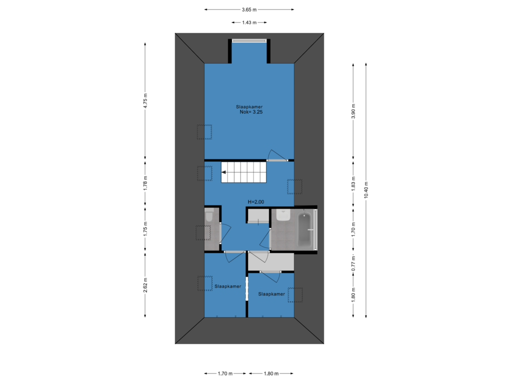 Bekijk plattegrond van Tweede etage van Blekerssingel 21