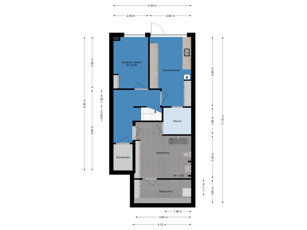 Bekijk plattegrond van Souterrain van Blekerssingel 21