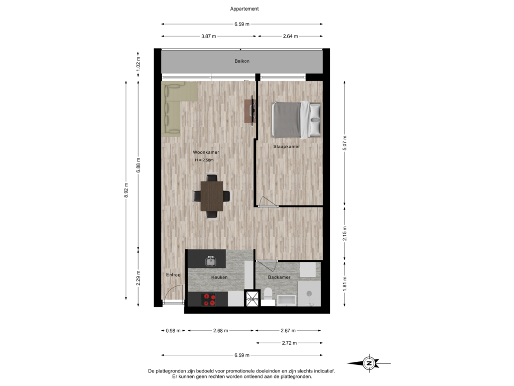 Bekijk plattegrond van Appartement van Aalscholversingel 284