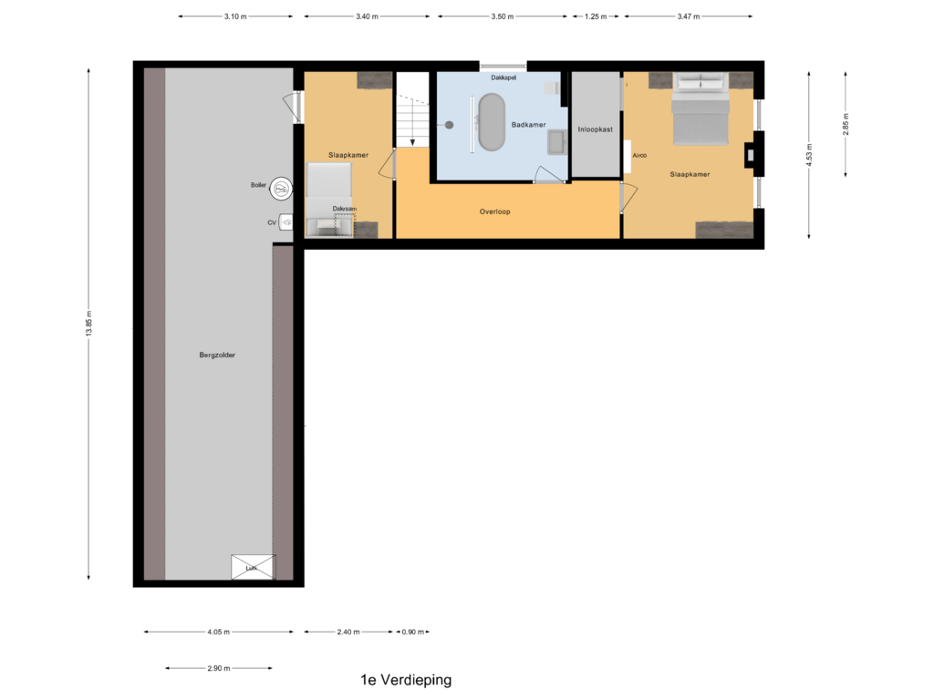 View floorplan of 1e Verdieping of Sint Maartenswal 26