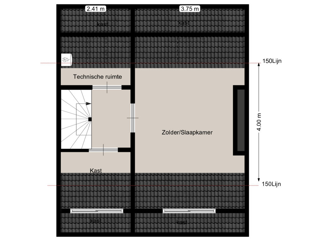 Bekijk plattegrond van 2e Verdieping van Willemstraat 24