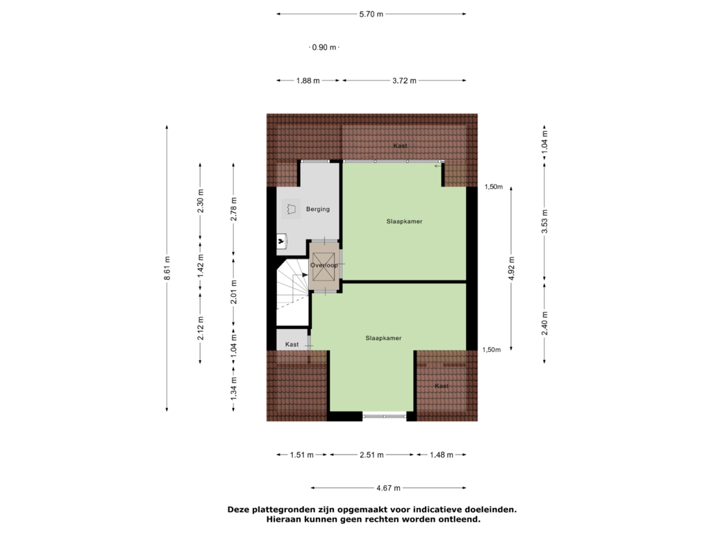 Bekijk plattegrond van Tweede verdieping van Leibeek 16